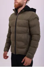 Veste homme kaki à capuche en daim nubuck - FN20250