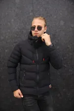 New Season Men's Black Hooded Plain Jacket