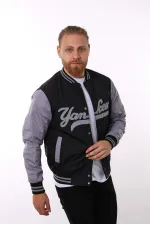 Siyah Yankees Baskılı Ceket F01000