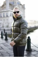 Manteau d'hiver kaki pour homme à col montant - FN10170