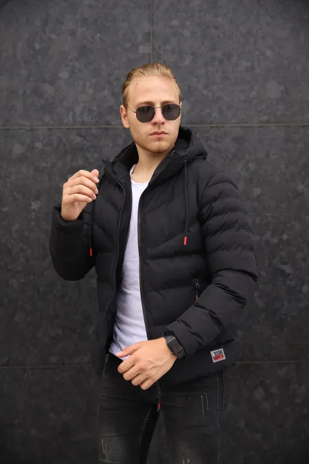 Nouvelle veste unie à capuche noire pour homme