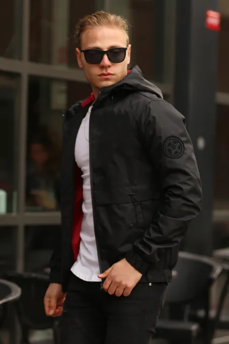 Veste d'hiver noire à capuche pour homme