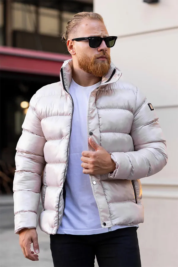 Veste blanche à col montant pour homme - FN10080