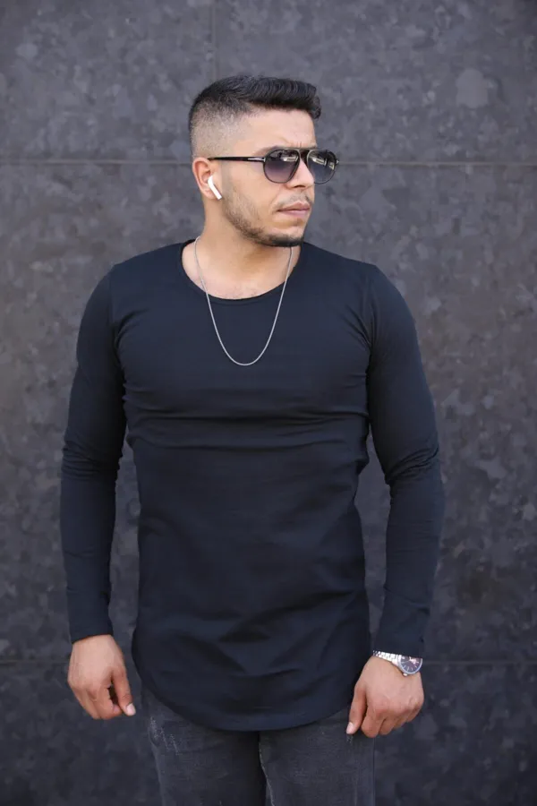 T-shirt noir à manches longues pour homme, nouvelle collection