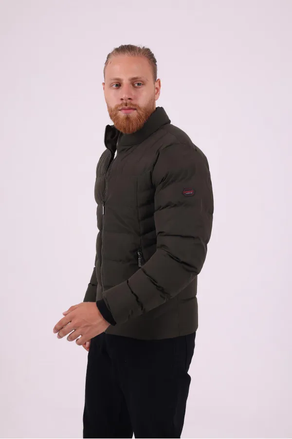 Doudoune zippée sans capuche kaki pour homme - FN20120