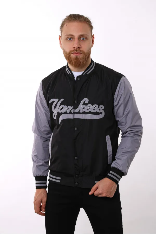 Siyah Yankees Baskılı Ceket F01000