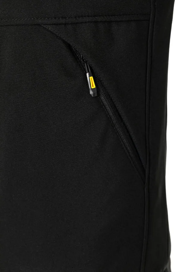 Fur-lined, waterproof and windproof black softshell winter coat for men.