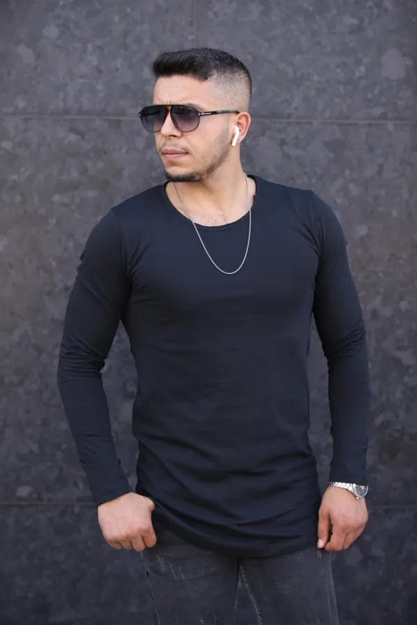 T-shirt noir à manches longues pour homme, nouvelle collection