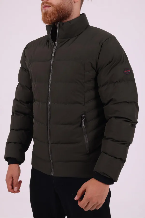 Doudoune zippée sans capuche kaki pour homme - FN20120