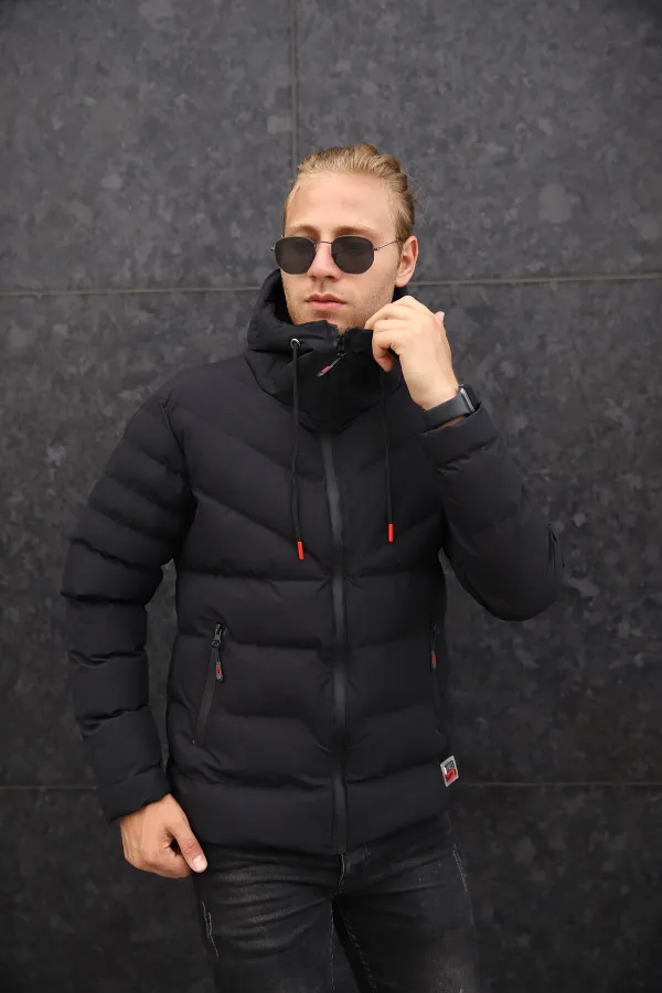 New Season Men's Black Hooded Plain Jacket