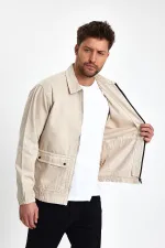 Veste en jean unisexe en coton à col polo zippé