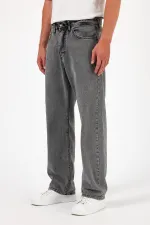 Jean baggy taille haute en coton pour homme