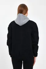 Veste en jean à capuche unisexe en coton avec col polo zippé