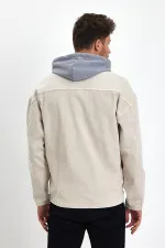 Erkek Pamuklu Fermuarlı Kapüşonlu Kot Ceket