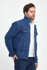Veste en jean à col polo en coton pour homme avec doublure en fourrure