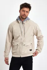 Veste en jean à capuche unisexe en coton avec col polo zippé