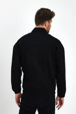 Erkek Pamuklu Fermuarlı Polo Yaka Kot Ceket