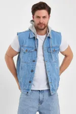 Gilet en jean à capuche classique en coton pour homme