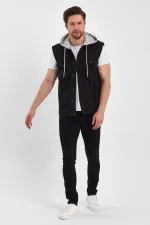 Gilet en jean à capuche classique en coton pour homme