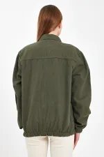 Veste en jean unisexe en coton à col polo zippé