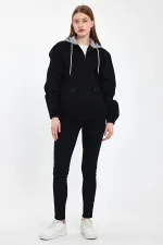 Veste en jean à capuche unisexe en coton avec col polo zippé