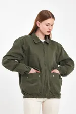 Veste en jean unisexe en coton à col polo zippé