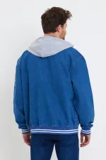 Unisex Pamuklu Kapüşonlu Oversize Kot Kolej Ceket