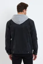 Erkek Pamuklu Kapüşonlu Kot Ceket