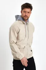 Veste en jean à capuche unisexe en coton avec col polo zippé