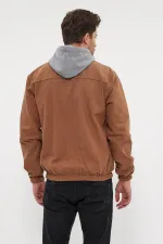 Veste en jean à capuche unisexe en coton avec col polo zippé