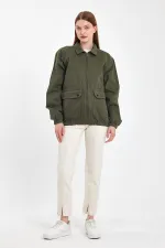 Veste en jean unisexe en coton à col polo zippé