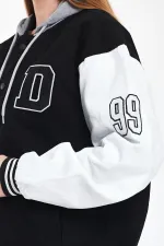 Unisex Pamuklu Kapüşonlu Oversize Kot Kolej Ceket