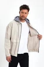 Erkek Pamuklu Fermuarlı Kapüşonlu Kot Ceket