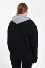 Veste en jean unisexe à capuche oversize en coton avec grandes poches