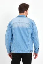 Veste en jean à col polo en coton pour homme
