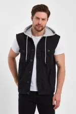 Gilet en jean à capuche classique en coton pour homme