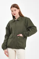 Veste en jean unisexe en coton à col polo zippé