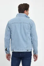 Veste en jean à col polo en coton pour homme avec doublure en fourrure