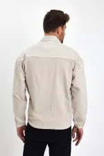 Erkek Pamuklu Fermuarlı Polo Yaka Kot Ceket