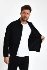 Erkek Pamuklu Fermuarlı Polo Yaka Kot Ceket