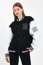 Veste universitaire surdimensionnée en denim et coton unisexe