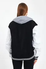 Unisex Pamuklu Kapüşonlu Oversize Kot Kolej Ceket