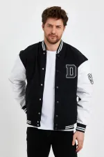 Veste universitaire surdimensionnée en denim et coton unisexe