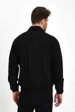 Veste en jean unisexe en coton à col polo zippé