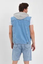 Gilet en jean à capuche classique en coton pour homme