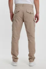 Men's Flexible Cargo Pants with Stitched Detail and Pockets