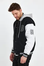 Unisex Pamuklu Kapüşonlu Oversize Kot Kolej Ceket