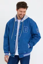 Unisex Pamuklu Kapüşonlu Oversize Kot Kolej Ceket