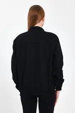 Veste en jean unisexe en coton à col polo zippé