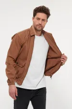 Veste en jean unisexe en coton à col polo zippé